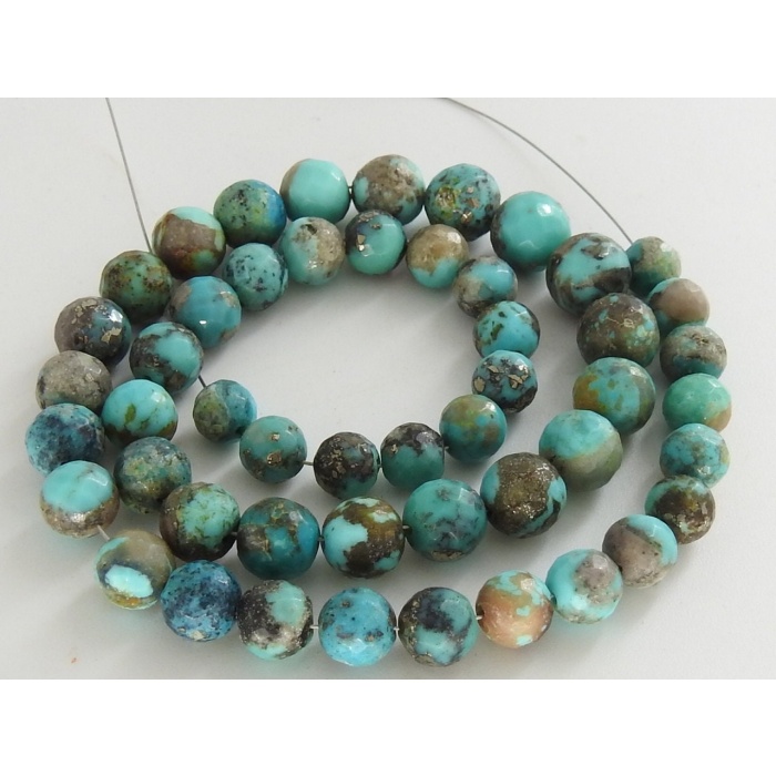 Arizona Turquoise Faceted Sphere,Ball,Rondelle,Round Shape Beads,Wholesale Price,New Arrival,Handmade 12 Inch Strand 100%Natural B2 | Save 33% - Rajasthan Living 7