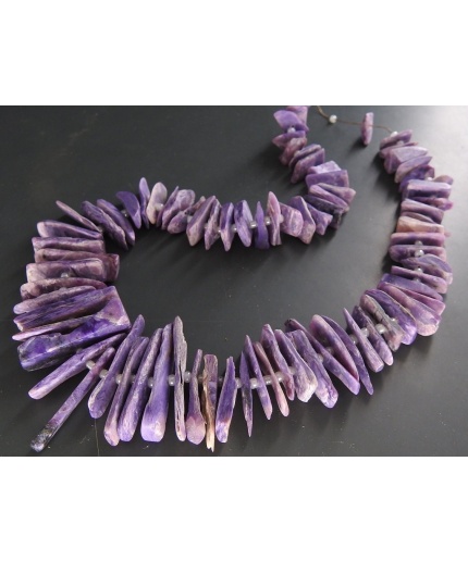 Charoite Rough Stick,Matte Polish,Slab,Chip,Anklet,Nugget,Slice,Raw Stone 100%Natural 12Inch Strand 21X10 To 8X7 MM Approx R3 | Save 33% - Rajasthan Living