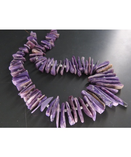 Charoite Rough Stick,Matte Polish,Slab,Chip,Anklet,Nugget,Slice,Raw Stone 100%Natural 12Inch Strand 21X10 To 8X7 MM Approx R3 | Save 33% - Rajasthan Living 3