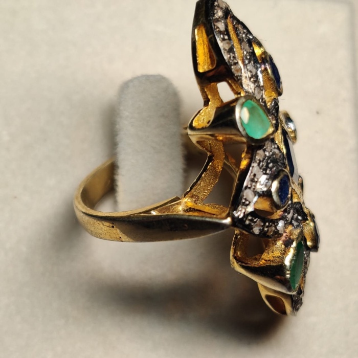 Christmas Gift Real Polki Diamond Ring, Natural Pave Diamond Ring,Ruby Diamond Ring, Gold Over 925 Fine Silver Ring for Woman | Save 33% - Rajasthan Living 8