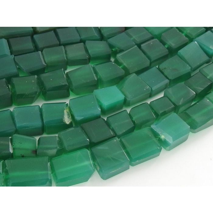 Natural Green Onyx Faceted Tumble/Nuggets/Loose Stone/Handmade/Step Cut/Wholesale Price/New Arrival/9Inch Strand/PME(TU5) | Save 33% - Rajasthan Living 7