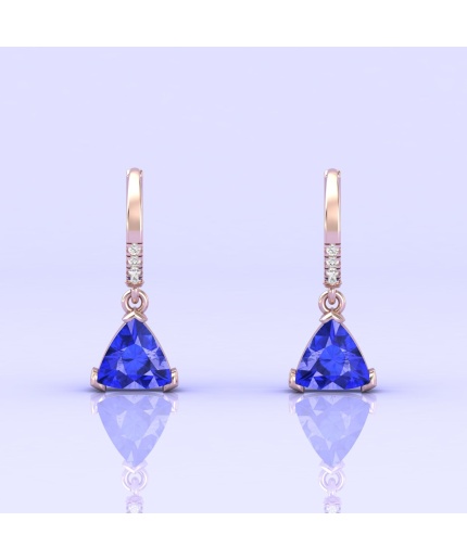 Dainty Tanzanite Dangle Earrings, 14K Handmade Jewelry, Anniversary Gift, Trillion Cut Gemstone, Natural Tanzanite Earrings, Gift For Her | Save 33% - Rajasthan Living