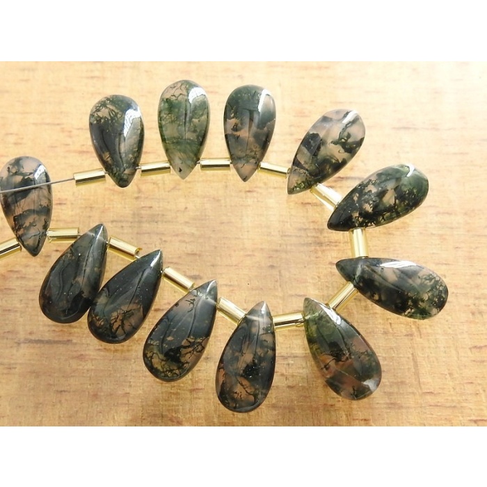 Moss Agate Teardrop,Smooth,Dark Green,Drop,Loose Gemstone,Handmade,For Making Jewelry,Earrings Pair,Wholesaler,Supplies 15X7MM ApproxPME-CY3 | Save 33% - Rajasthan Living 13