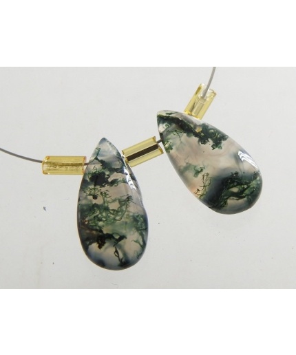 Green Moss Agate Smooth Teardrop,Drop,Loose Gemstone,Earring Pair,Jewelry,Fashionable Bead,Handmade,15X7MM Approx PME-CY3 | Save 33% - Rajasthan Living 3