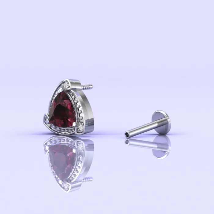 14K Rhodolite Garnet Earrings, Stud Earrings, Art Deco, Dainty Stud Earrings, Gift For Her, Anniversary Gift, Part Jewelry, Trillion Cut | Save 33% - Rajasthan Living 8