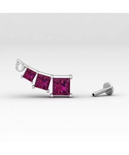 14K Rhodolite Garnet Ear Climbers, Dainty Everyday Gemstone Ear Crawlers For Women, Gold Stud Earrings For Her, January Birthstone Jewelry | Save 33% - Rajasthan Living
