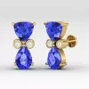14K Dainty Tanzanite Stud Earrings, Art Nouveau Style Earrings, Handmade Jewelry, Gift For Women, December Birthstone Earrings, Trillion Cut | Save 33% - Rajasthan Living 16