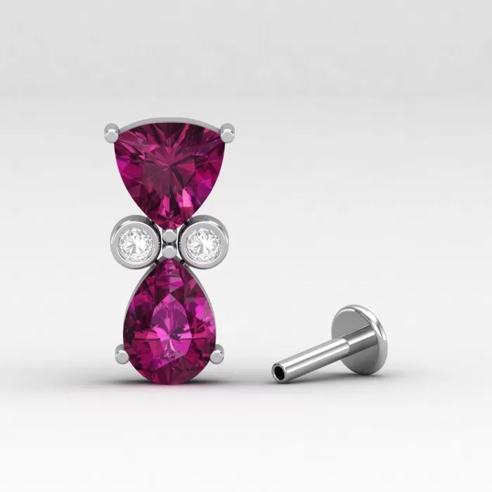 14K Rhodolite Garnet Stud Earrings, Dainty Diamond and Gold Stud Earrings, Handmade Jewelry, Gemstone Earrings, Party Jewelry, Gift For Her | Save 33% - Rajasthan Living 9