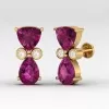 14K Rhodolite Garnet Stud Earrings, Dainty Diamond and Gold Stud Earrings, Handmade Jewelry, Gemstone Earrings, Party Jewelry, Gift For Her | Save 33% - Rajasthan Living 18