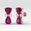14K Rhodolite Garnet Stud Earrings, Dainty Diamond and Gold Stud Earrings, Handmade Jewelry, Gemstone Earrings, Party Jewelry, Gift For Her | Save 33% - Rajasthan Living 21