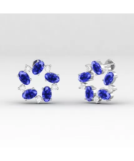 14K Dainty Tanzanite Stud Earrings, Handmade Jewelry, December Birthstone Earrings, Gift For Women, Anniversary Gift, Part Jewelry, Oval Cut | Save 33% - Rajasthan Living 3