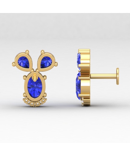 Natural Tanzanite 14K Stud Earrings, Dainty Gold Stud Earrings For Women, Everyday Gemstone Earrings For Her, December Birthstone Earrings | Save 33% - Rajasthan Living 3