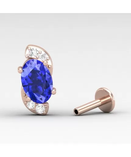 14K Dainty Natural Tanzanite Stud Earrings, Tanzanite Gold Stud Earrings For Her, Everyday Gemstone Earrings For Women, December Birthstone | Save 33% - Rajasthan Living