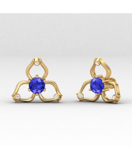 14K Dainty Natural Tanzanite Stud Earrings, Everyday Gemstone Earring For Her, Handmade Jewelry, Gold Stud Earrings For Women, Tanzanite Cut | Save 33% - Rajasthan Living 5