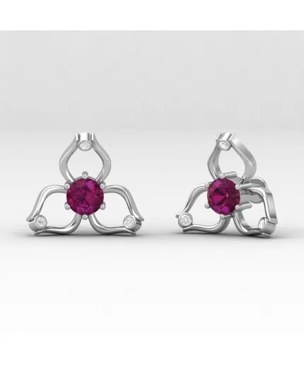 Rhodolite Garnet 14K Dainty Stud Earrings, Gold Stud Earrings For Women, Handmade Jewelry, Everyday Gemstone Earring For Her, Garnet Jewelry | Save 33% - Rajasthan Living