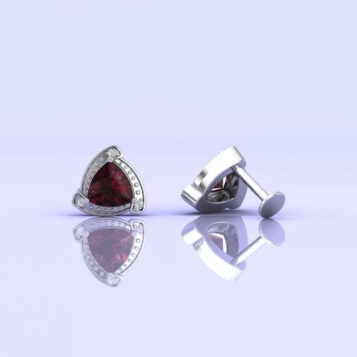 14K Rhodolite Garnet Earrings, Stud Earrings, Art Deco, Dainty Stud Earrings, Gift For Her, Anniversary Gift, Part Jewelry, Trillion Cut | Save 33% - Rajasthan Living 11