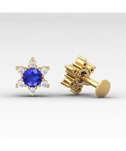 14K Dainty Tanzanite Stud Earrings, Minimalist Style Gold Earrings, Everyday Gemstone Stud Earrings For Her, Gold Stud Earrings For Women | Save 33% - Rajasthan Living 3