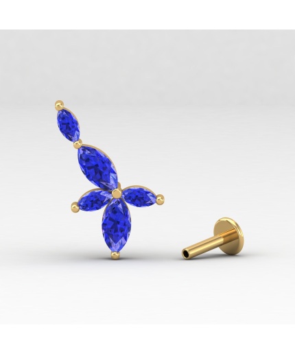 14K Dainty Natural Tanzanite Climber Earrings, Everyday Gemstone Earring For Her, Gold Stud Earrings For Women, December Birthstone Earrings | Save 33% - Rajasthan Living