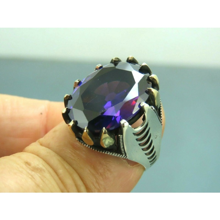 5 Ct Stone Turkish Handmade Jewelry Amethyst Stone Men Ring Natural Amethyst Men’s Ring in Solid 925 Sterling Silver, Natural Oval Amethyst | Save 33% - Rajasthan Living 5