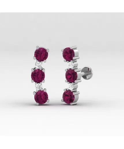 Dainty Rhodolite Garnet Climber Earrings, 14K Gold Ear Climbers For Her, Everyday Gemstone Earring For Women, January Birthstone Jewelry | Save 33% - Rajasthan Living 3