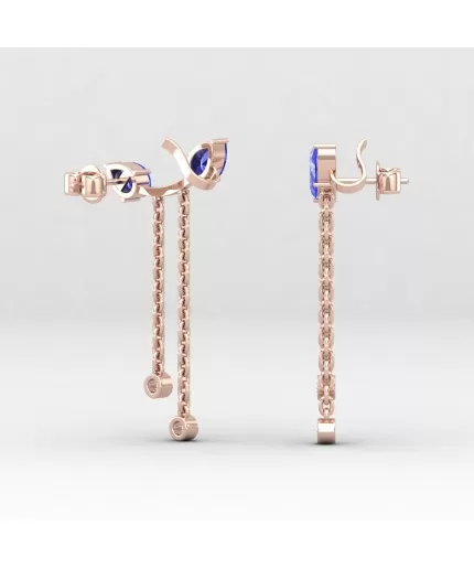14K Dainty Tanzanite Climber Earrings, Pear Stud Earrings, Handmade Jewelry, Gift For Her, Rose Gold Earrings, December Birthstone Earrings | Save 33% - Rajasthan Living 3