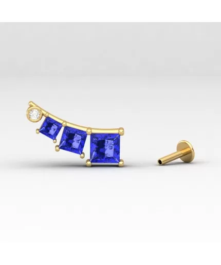 14K Dainty Tanzanite Ear Climbers, Natural Tanzanite Ear Crawlers, Handmade Jewelry, Gift For Women, Anniversary Gift, Square Princess Cut | Save 33% - Rajasthan Living