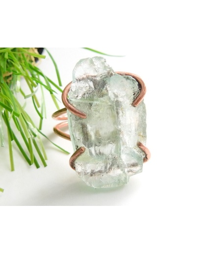 Aquamarine Natural Rough Rings,Wire Wrapping Jewelry,Copper,Adjustable,Raw,Wire-Wrapped,Minerals Stone,One Of A Kind 20-22MM Long CJ-1 | Save 33% - Rajasthan Living