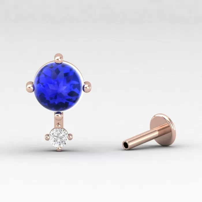 14K Dainty Natural Tanzanite Stud Earrings, Gold Stud Earrings For Women, Everyday Gemstone Earring For Her | Save 33% - Rajasthan Living 9