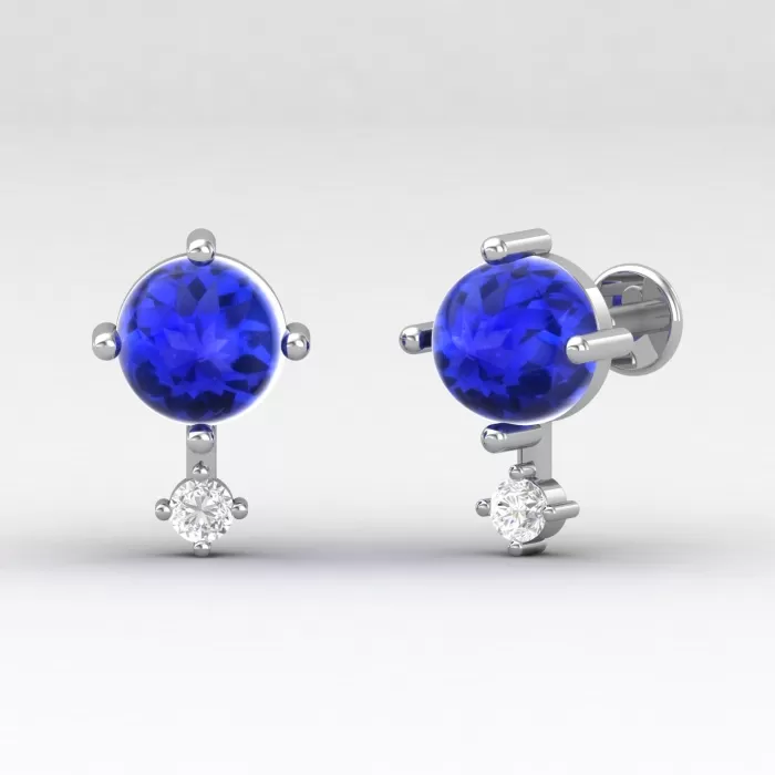14K Dainty Natural Tanzanite Stud Earrings, Gold Stud Earrings For Women, Everyday Gemstone Earring For Her | Save 33% - Rajasthan Living 6