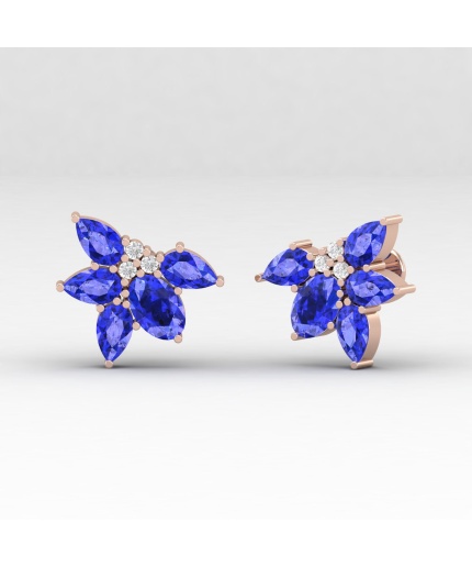 14K Dainty Natural Tanzanite Ear Climbers, Gold Climber Stud Earrings For Women, Everyday Gemstone Earring For Her, December BIrthstone Gem | Save 33% - Rajasthan Living 3