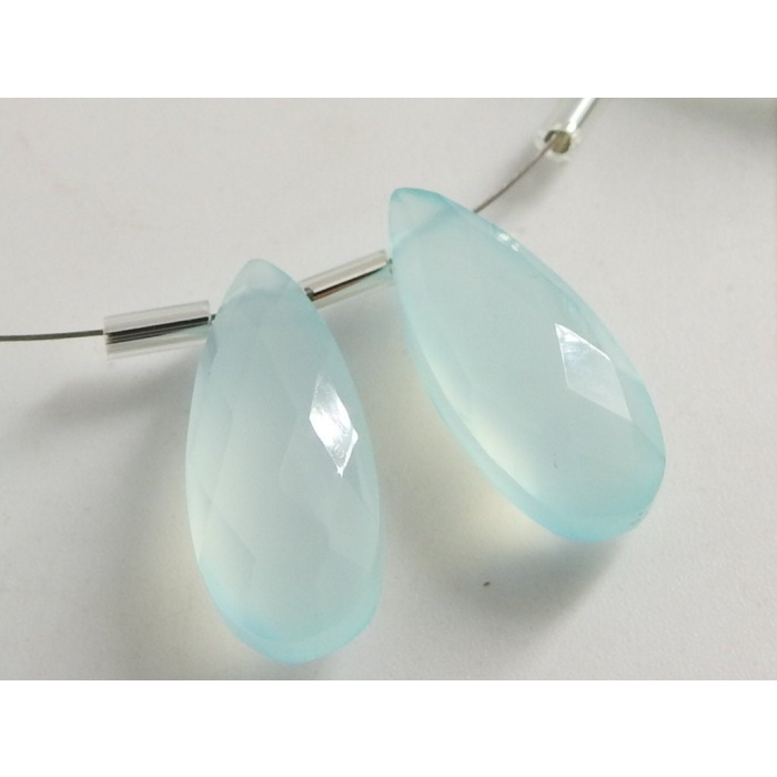 Aqua Blue Chalcedony Faceted Teardrop,Long Drop,Loose Stone,Handmade Bead,Earrings Pair,For Making Jewelry 20X10MM,PME(CY2) | Save 33% - Rajasthan Living 9