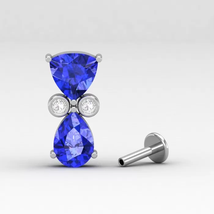 14K Dainty Tanzanite Stud Earrings, Art Nouveau Style Earrings, Handmade Jewelry, Gift For Women, December Birthstone Earrings, Trillion Cut | Save 33% - Rajasthan Living 7