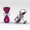 14K Rhodolite Garnet Stud Earrings, Dainty Diamond and Gold Stud Earrings, Handmade Jewelry, Gemstone Earrings, Party Jewelry, Gift For Her | Save 33% - Rajasthan Living 22