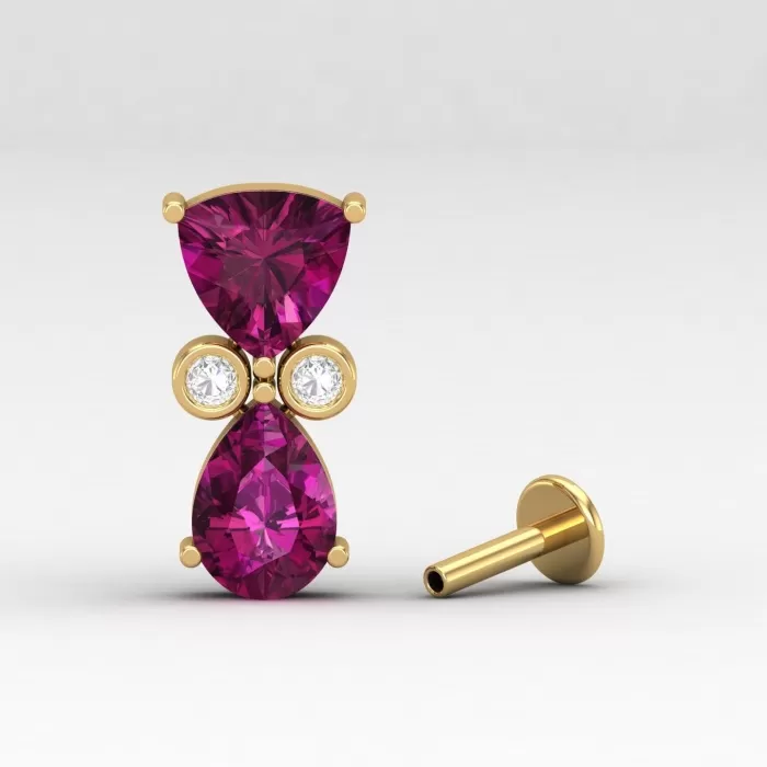 14K Rhodolite Garnet Stud Earrings, Dainty Diamond and Gold Stud Earrings, Handmade Jewelry, Gemstone Earrings, Party Jewelry, Gift For Her | Save 33% - Rajasthan Living 5