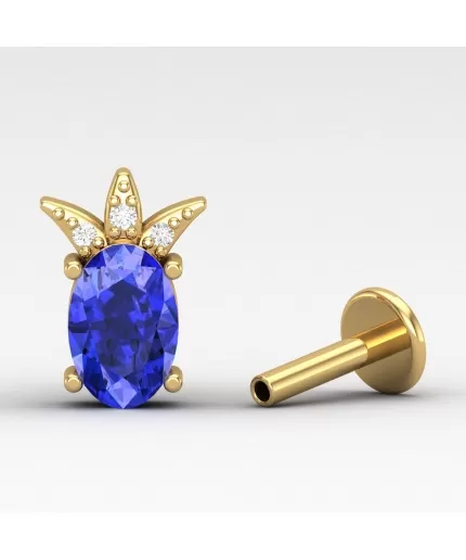14K Dainty Tanzanite Stud Earrings, Art Deco Stud Earrings, Handmade Jewelry, Anniversary Gift, Gift For Her, Jewelry, December Birthstone | Save 33% - Rajasthan Living