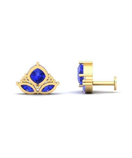 14K Dainty Natural Tanzanite Stud Earrings, Gold Stud Earrings For Women, Everyday Gemstone Earring For Her , Birthday Rings | Save 33% - Rajasthan Living 3