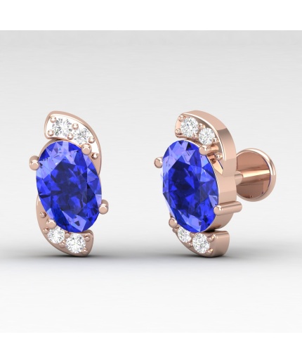 14K Dainty Natural Tanzanite Stud Earrings, Tanzanite Gold Stud Earrings For Her, Everyday Gemstone Earrings For Women, December Birthstone | Save 33% - Rajasthan Living 7