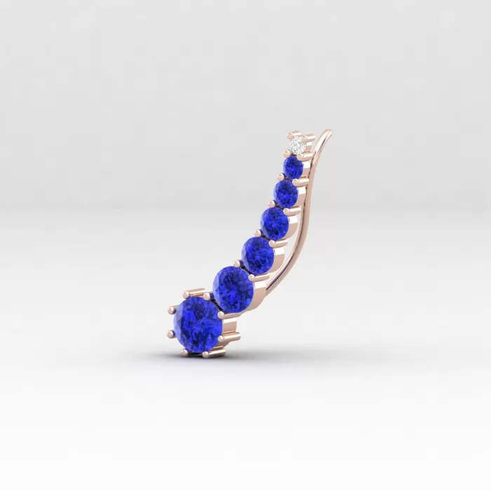 14K Dainty Natural Tanzanite Climber Earrings, Gold Stud Earrings For Women, Everyday Gemstone Earring For Her, December Birthstone Earrings | Save 33% - Rajasthan Living 12