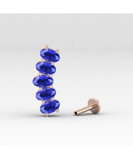 14K Dainty Natural Tanzanite Climber Earrings, Gold Stud Earrings For Her, Everyday Gemstone Earring For Her, December Birthstone Earrings | Save 33% - Rajasthan Living