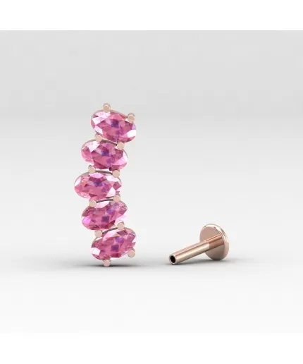 Dainty Pink Spinel 14K Climber Earring, Gold Stud Earrings For Women, Handmade Jewelry, Everyday Gemstone Earring For Her, August Birthstone | Save 33% - Rajasthan Living