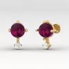 Dainty Rhodolite Garnet Stud Earrings, 14K Gold Stud Earrings For Women, January Birthstone Jewelry, Everyday Gemstone Earring For Her | Save 33% - Rajasthan Living 20