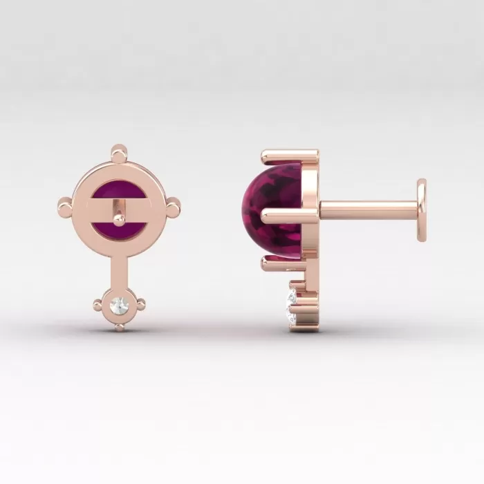 Dainty Rhodolite Garnet Stud Earrings, 14K Gold Stud Earrings For Women, January Birthstone Jewelry, Everyday Gemstone Earring For Her | Save 33% - Rajasthan Living 13