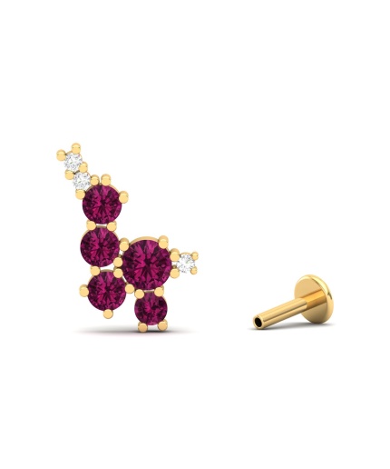 Natural Rhodolite Garnet Dainty Ear Climbers, 14K Gold Climber Stud Earring For Women, Everyday Gemstone Earring For Her, January Birthstone | Save 33% - Rajasthan Living