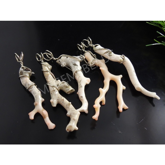 White Coral Natural Rough Stick Pendent,Branches,Wire Wrapping,Metal,Brass,Fashionable Jewelry,One Of A Kind,50-60MM Long Approx CJ-1 | Save 33% - Rajasthan Living 10