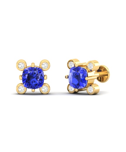 14K Dainty Natural Tanzanite Cartilage Stud Earrings, Everyday Gemstone Earring For Her, Gold Stud Earrings For Women, December Birthstone | Save 33% - Rajasthan Living 3