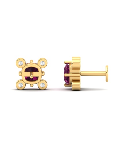 Dainty 14K Natural Rhodolite Garnet Stud Earrings, Everyday Gemstone Earring For Women, Gold Stud Earrings For Her, January Birthstone Jewel | Save 33% - Rajasthan Living 3