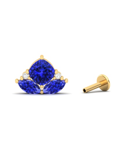 14K Dainty Natural Tanzanite Stud Earrings, Gold Stud Earrings For Women, Everyday Gemstone Earring For Her , Birthday Rings | Save 33% - Rajasthan Living