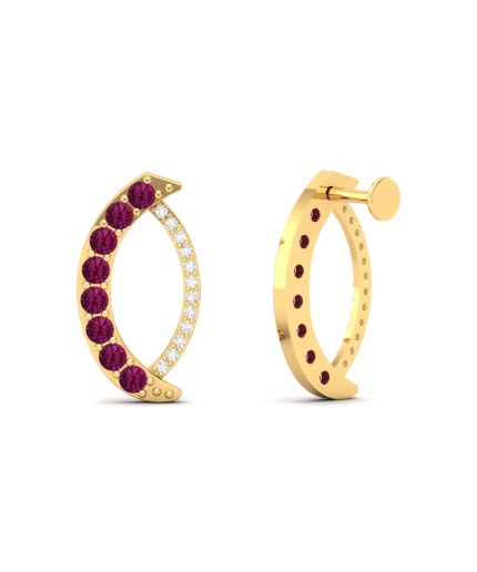 Dainty 14K Natural Rhodolite Garnet Drop Earrings, Gold Stud Earrings For Women, Everyday Gemstone Earring For Her, January Birthstone Jewel | Save 33% - Rajasthan Living 3