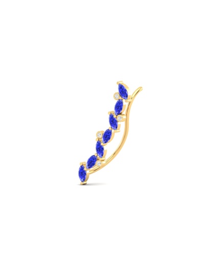 Dainty 14K Natural Tanzanite Ear Climbers, Gold Climber Stud Earrings For Women, Everyday Gemstone Earring For Her, December Birthstone Gems | Save 33% - Rajasthan Living 3