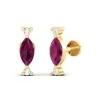 Rhodolite Garnet 14K Stud Earrings, Dainty Gold Stud Earrings For Women, Everyday Gemstone Earring For Her, January Birthstone Earrings | Save 33% - Rajasthan Living 22